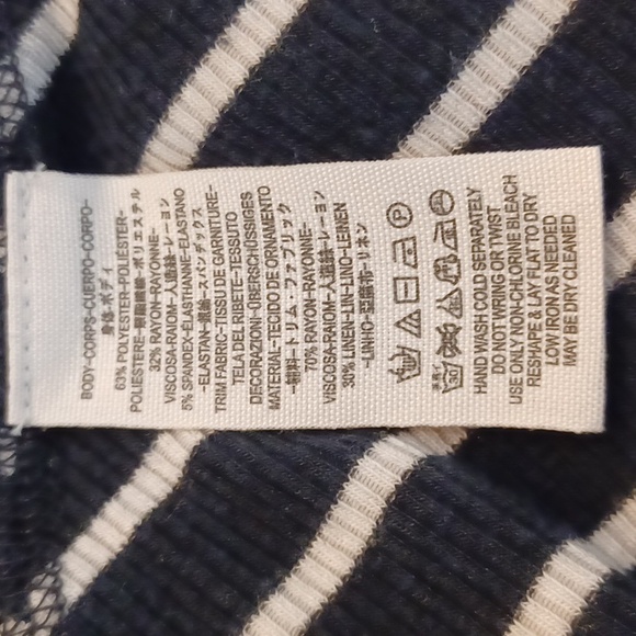 Free People Tangerine Black White Striped Oversized Peplum Top M - Picture 14 of 15